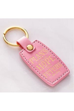 Jeremiah 29:11 'Hope And A Future' Pink LuxLeather Keyring - Wholesale Accessory Market