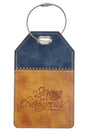 Strong and Courageous Butterscotch and Navy Faux Leather Luggage Tag - Wholesale Accessory Market