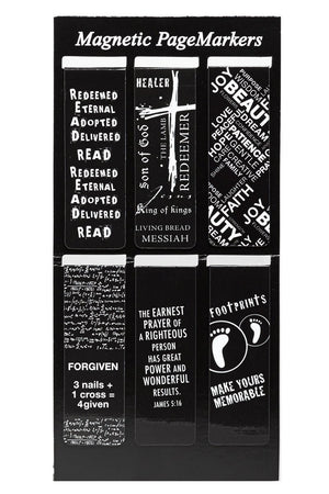Black and White Inspirational 6 Piece Magnetic Page-Marker Set - Wholesale Accessory Market