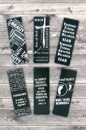 Black and White Inspirational 6 Piece Magnetic Page-Marker Set - Wholesale Accessory Market