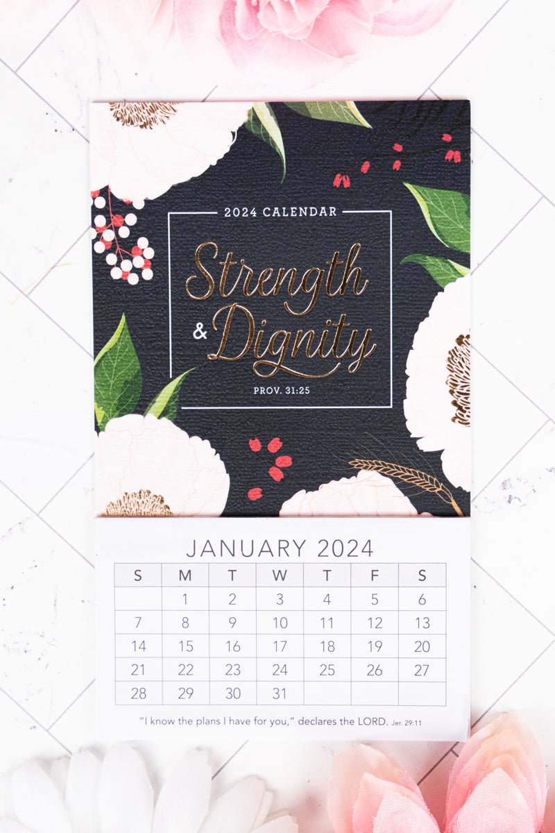 2024 Strength & Dignity Floral Mini Magnetic Calendar | Wholesale Accessory  Market