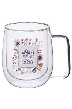 More Precious Than Rubies Double-Walled Glass Mug - Wholesale Accessory Market