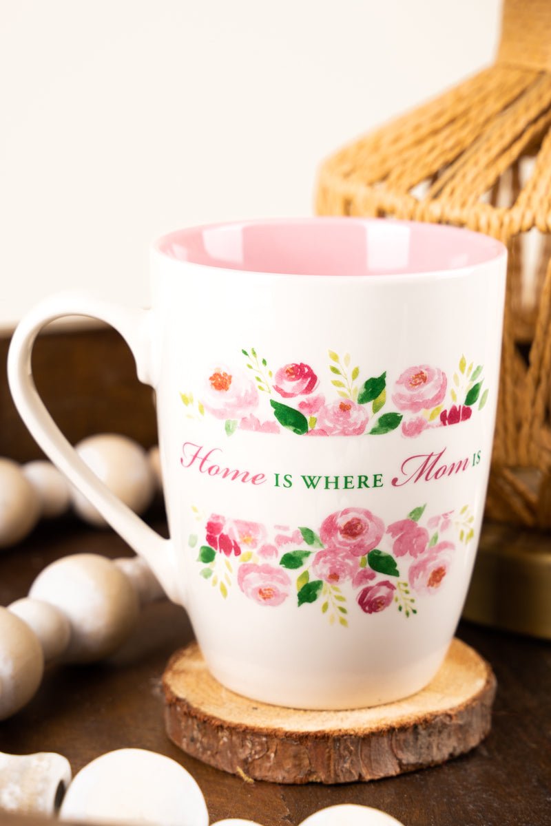 Home Is Where Mom Is Pink Peony Mug - Wholesale Accessory Market