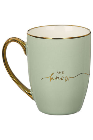 Be Still Soft Green with Gold Handle Mug - Wholesale Accessory Market