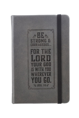 Gray 'Be Strong & Courageous' Small LuxLeather Notebook - Wholesale Accessory Market