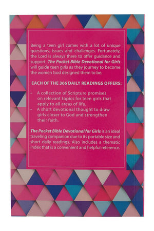 The Pocket Bible Devotional for Girls Pink Geo Paperback Book - Wholesale Accessory Market
