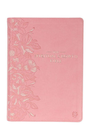 Pink Floral Faux Leather NLT Spiritual Growth Bible - Wholesale Accessory Market
