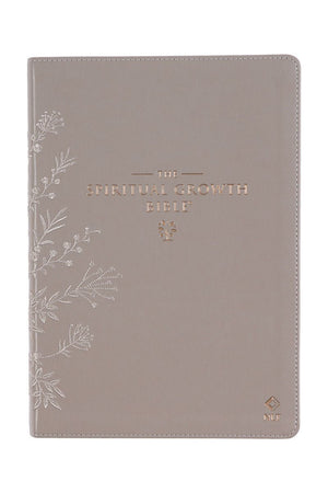 Embroidered Taupe Faux Leather NLT Spiritual Growth Bible - Wholesale Accessory Market
