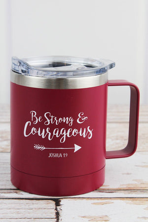 Joshua 1:9 'Be Strong & Courageous' Stainless Steel Travel Campfire Mug - Wholesale Accessory Market