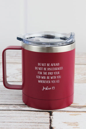 Joshua 1:9 'Be Strong & Courageous' Stainless Steel Travel Campfire Mug - Wholesale Accessory Market