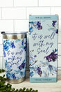 It Is Well With My Soul Purple Posies Stainless Steel Travel Mug with Straw - Wholesale Accessory Market