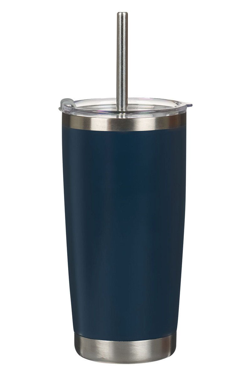 Trust Indigo Blue Floral Stainless Steel Travel Mug with Straw - Wholesale Accessory Market