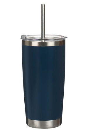 Trust Indigo Blue Floral Stainless Steel Travel Mug with Straw - Wholesale Accessory Market