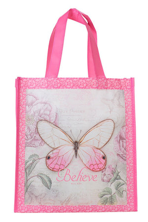 Mark 9:23 'Believe' Botanic Butterfly Blessings Tote Bag - Wholesale Accessory Market
