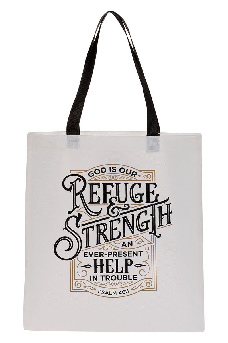 Refuge and Strength Black and White Tote Bag - Wholesale Accessory Market