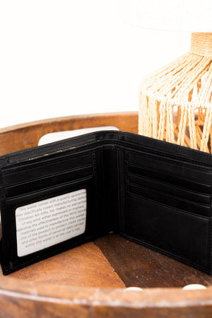 Silver Cross Black Genuine Leather Bi-Fold Wallet - Wholesale Accessory Market