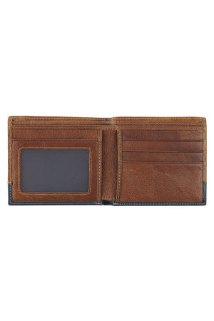 Strong and Courageous Butterscotch and Navy Genuine Leather Bi-Fold Wallet - Wholesale Accessory Market