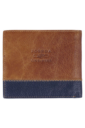 Strong and Courageous Butterscotch and Navy Genuine Leather Bi-Fold Wallet - Wholesale Accessory Market