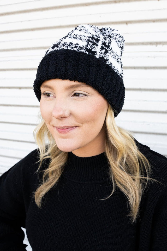 20% OFF! Cabin Cozy Plaid Beanie, Black - Wholesale Accessory Market