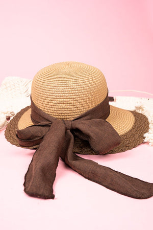 Beach Bound Bow Straw Hat, Taupe - Wholesale Accessory Market