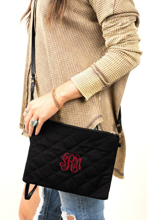 Be Clever Sadieville Quilted Crossbody Clutch, Black - Wholesale Accessory Market