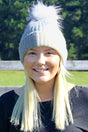 Be Clever Cortina Colorblock Pom Pom Beanie, Gray - Wholesale Accessory Market