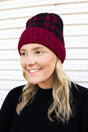Be Clever Cabin Cozy Plaid Beanie, Red - Wholesale Accessory Market