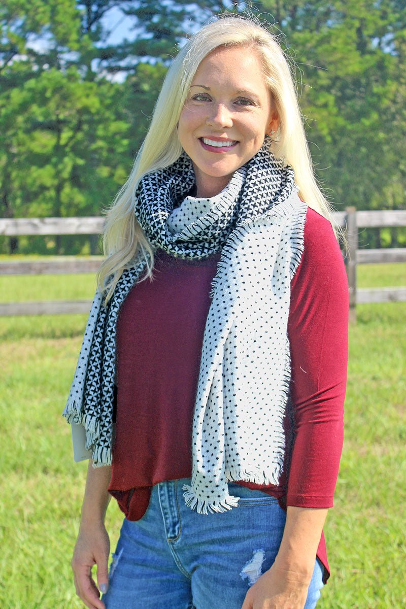 Be Clever Connect The Dots Scarf, White - Wholesale Accessory Market