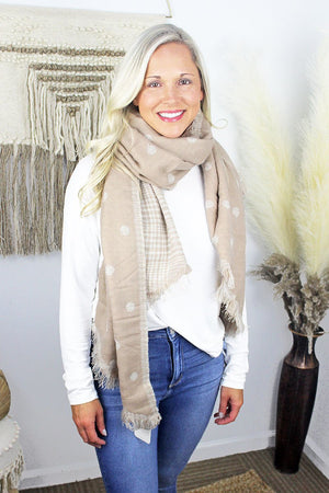 Be Clever Glen Ellyn Bias Scarf, Beige - Wholesale Accessory Market