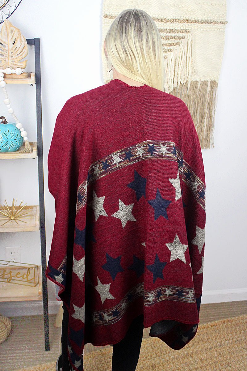Be Clever Written In The Stars Ruana, Red - Wholesale Accessory Market