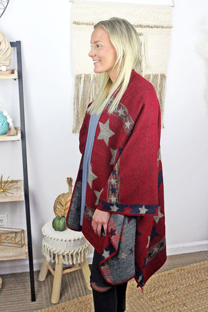 Be Clever Written In The Stars Ruana, Red - Wholesale Accessory Market