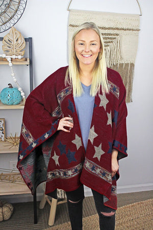Be Clever Written In The Stars Ruana, Red - Wholesale Accessory Market