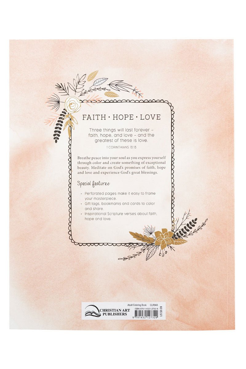 Faith Hope Love Adult Coloring Book - Wholesale Accessory Market