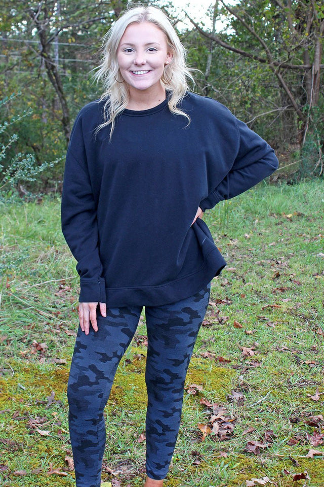 Black Camo Fleece Lined Leggings - Wholesale Accessory Market