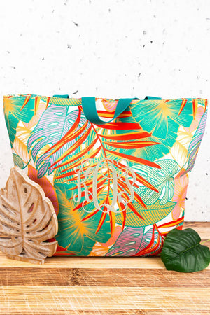 L.I.B. New York Truly Tropical Tote Bag, Turquoise - Wholesale Accessory Market