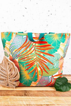 L.I.B. New York Truly Tropical Tote Bag, Turquoise - Wholesale Accessory Market