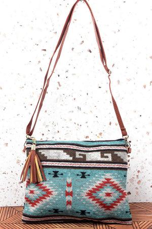 L.I.B. New York Taos Tassel Crossbody Clutch, Turquoise - Wholesale Accessory Market
