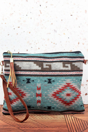 L.I.B. New York Taos Tassel Crossbody Clutch, Turquoise - Wholesale Accessory Market