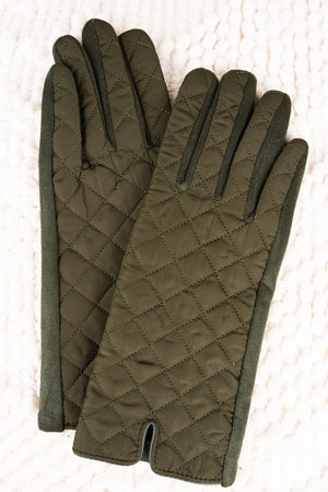 L.I.B. New York One Pair By Your Side Smart Touch Gloves, Olive - Wholesale Accessory Market
