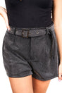 PRE-ORDER! Saturday Shimmer Black Crystal Belted Shorts **EXPECTED SHIP DATE 9/5** - Wholesale Accessory Market