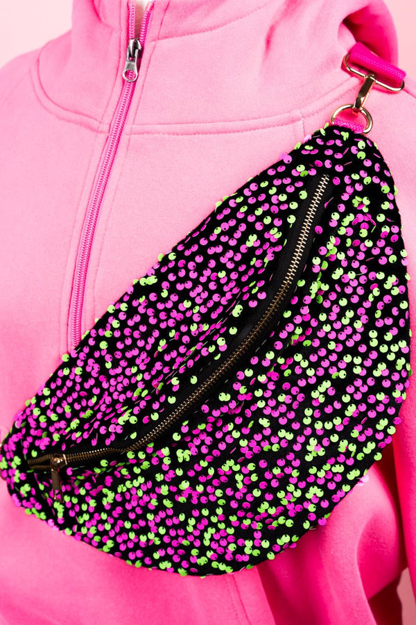 Pink sparkly fanny pack hotsell