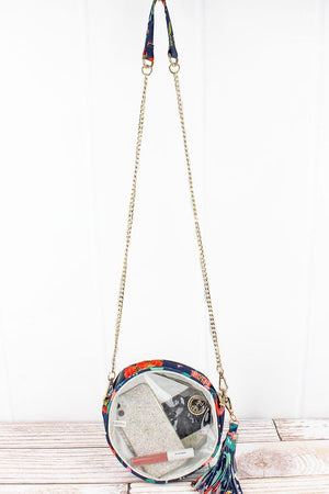 NGIL Clear Round Crossbody Bag with Spring Blossoms Trim - Wholesale Accessory Market