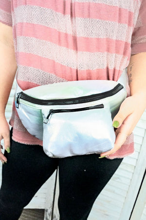 40% OFF! Girl's Weekend Metallic Iridescent Faux Leather Fanny Pack and Pouch Set - Wholesale Accessory Market