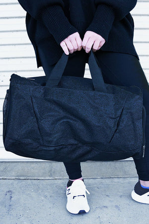 NGIL Black Glitz & Glam Duffle Bag with Shoe Compartment - Wholesale Accessory Market