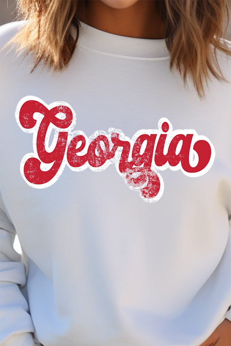 Distressed Georgia Script Heavy-weight Crew Sweatshirt | Wholesale ...