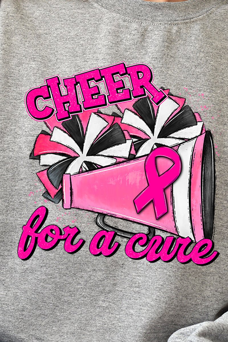 Cheer For A Cure Pink Ribbon Heavy-weight Crew Sweatshirt
