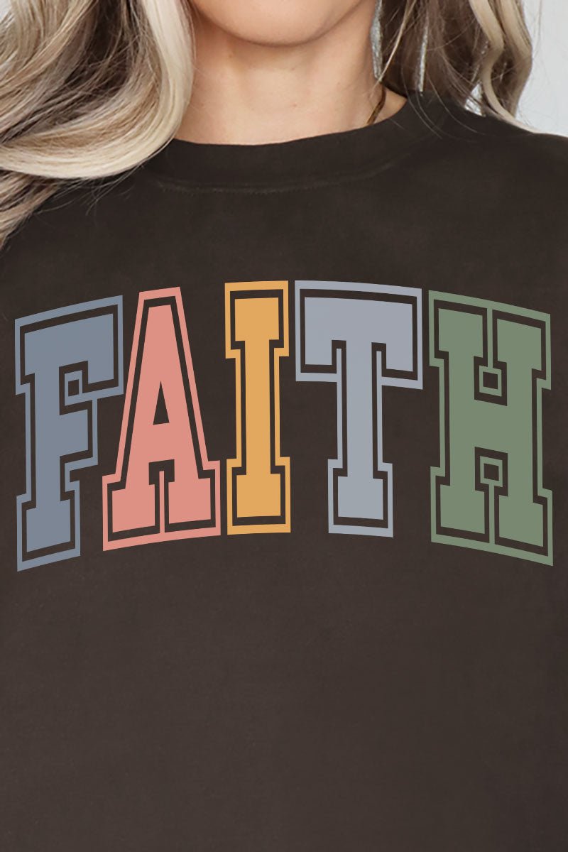 Colorful Arched Faith Heavy-weight Crew Sweatshirt - Wholesale Accessory Market