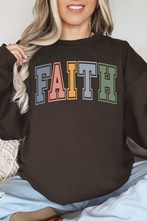 Colorful Arched Faith Heavy-weight Crew Sweatshirt - Wholesale Accessory Market