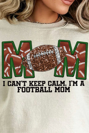 Faux Embroidery Football Mom Transfer Heavy-weight Crew Sweatshirt - Wholesale Accessory Market