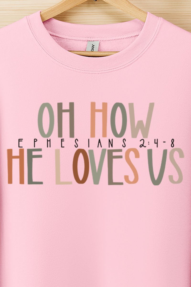 Oh How He Loves Us on Sand V-Neck (Fits True to Size) main image 1